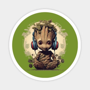 Baby Groot with Headphones Magnet